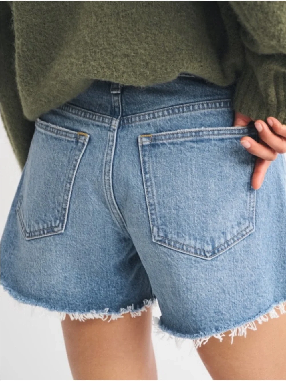 Abercrombie & Fitch A-Line Mid-Rise Blue Cutoff Denim Shorts -Size 30